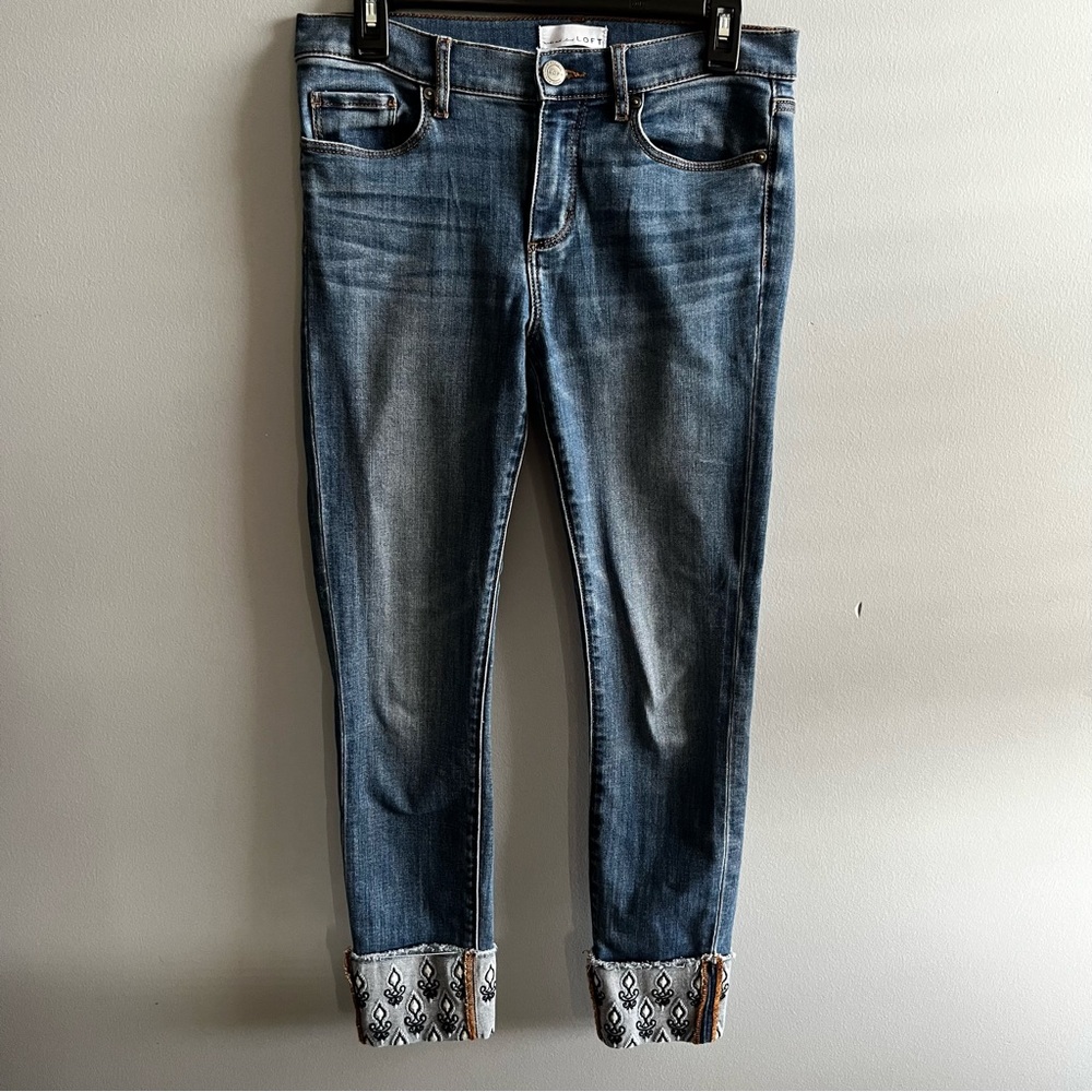 LOFT Made & Loved Women's Jeans Sz 6 Cuffed Straight Leg Mid Rise Stretch Denim